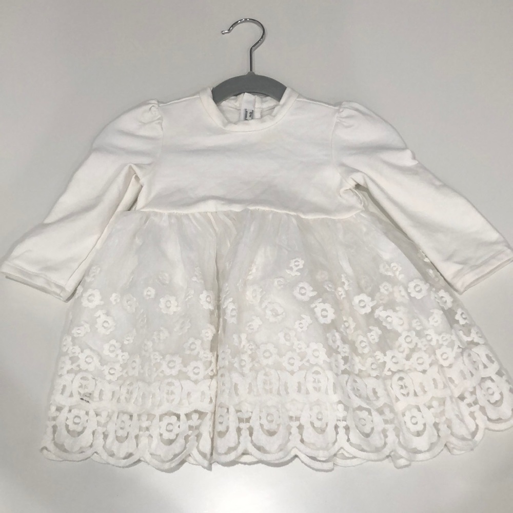 Mayoral white lace long sleeve dress